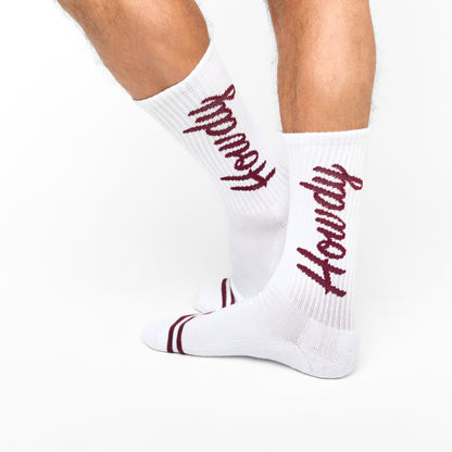 White Howdy Casual Crew Socks DeadSoxy