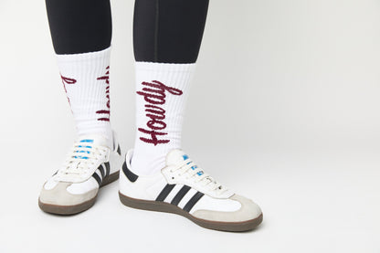 White Howdy Casual Crew Socks DeadSoxy