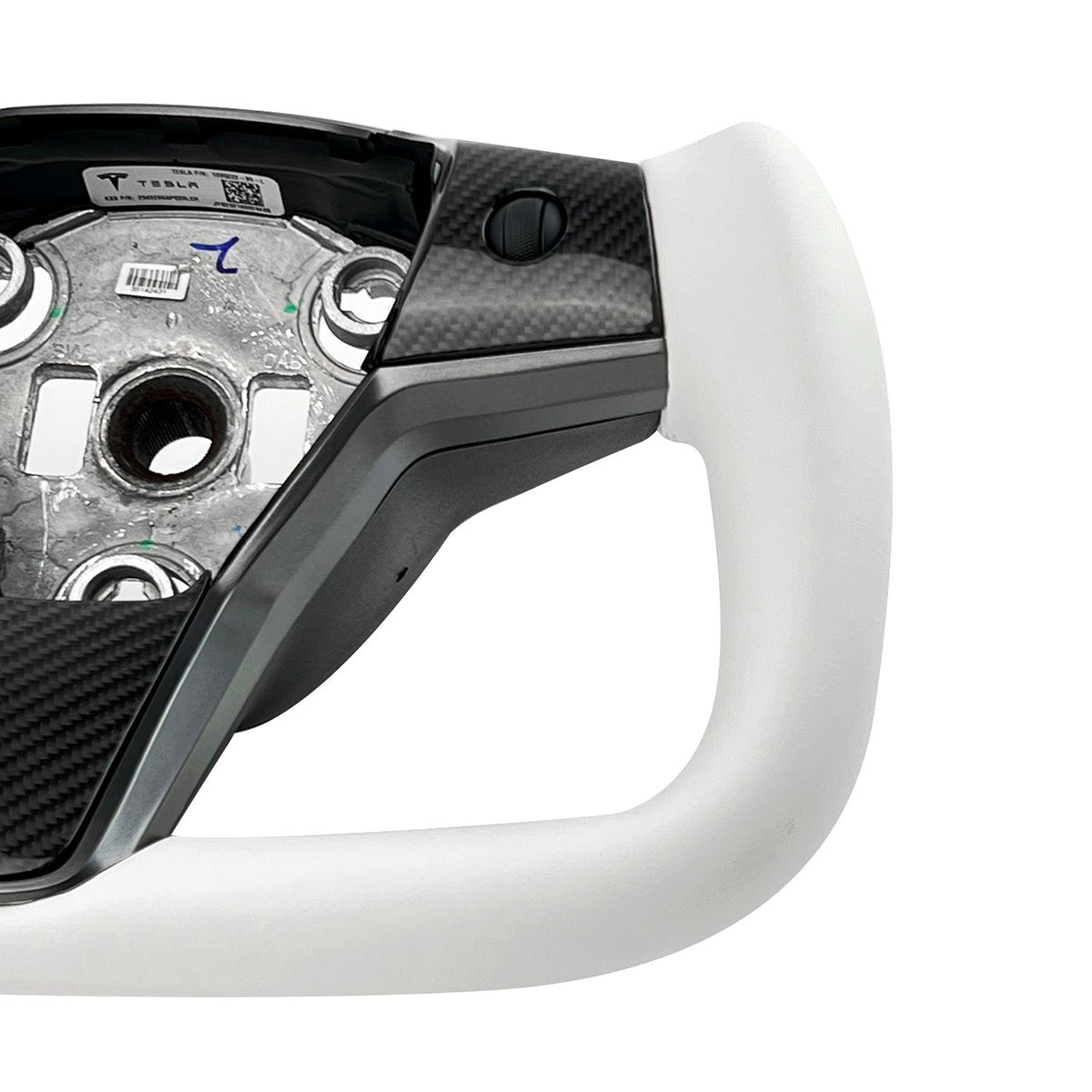 White Leather Yoke Steering Wheel for Tesla Model 3 / Y【Style 7】 Tesery Official Store