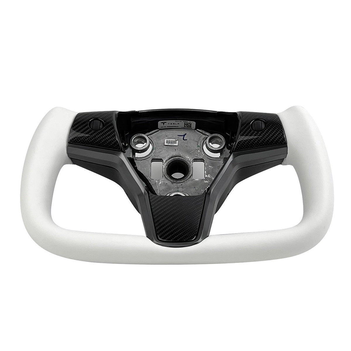 White Leather Yoke Steering Wheel for Tesla Model 3 / Y【Style 7】 Tesery Official Store