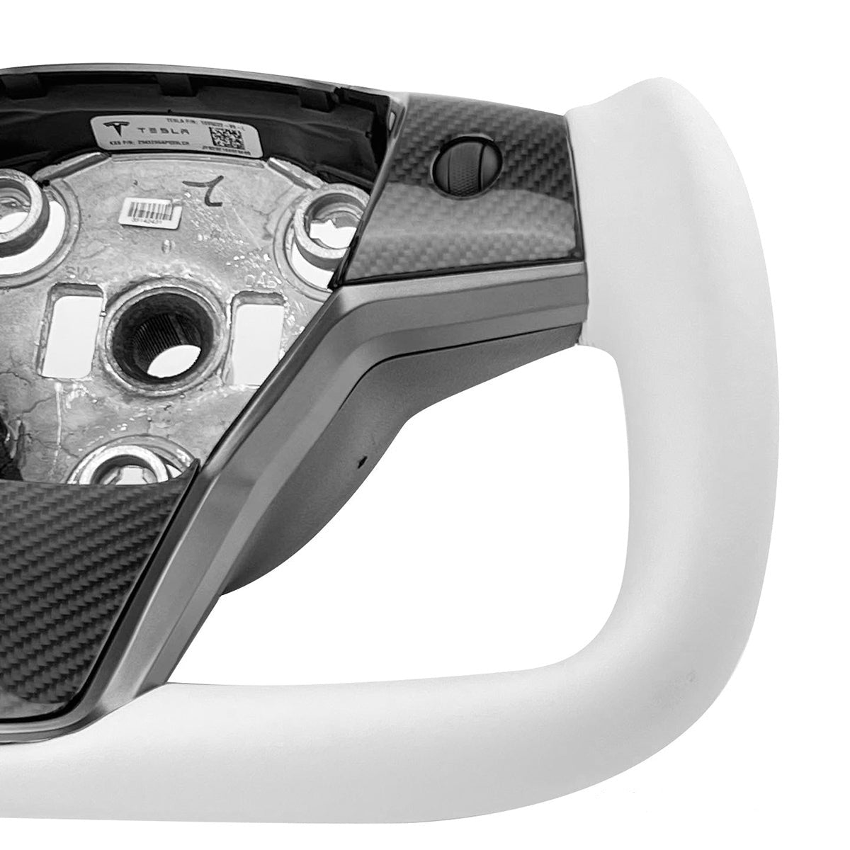 White Leather Yoke Steering Wheel for Tesla Model 3 / Y【Style 7】 Tesery Official Store