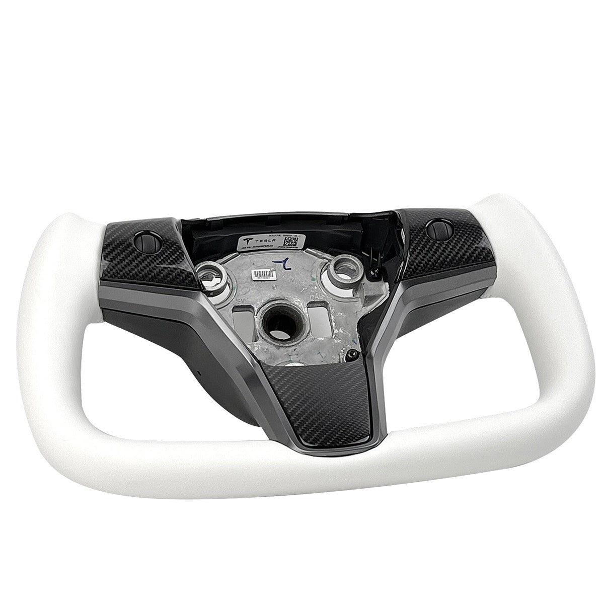 White Leather Yoke Steering Wheel for Tesla Model 3 / Y【Style 7】 Tesery Official Store