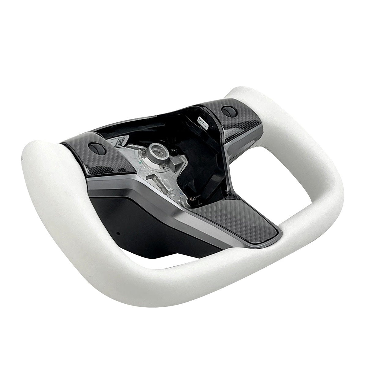 White Leather Yoke Steering Wheel for Tesla Model 3 / Y【Style 7】 Tesery Official Store