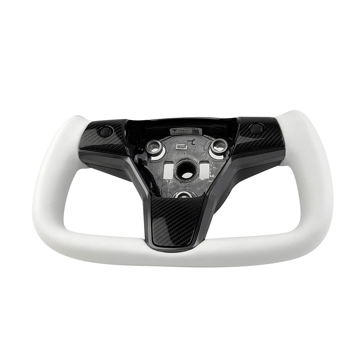 White Leather Yoke Steering Wheel for Tesla Model 3 / Y【Style 7】 Tesery Official Store