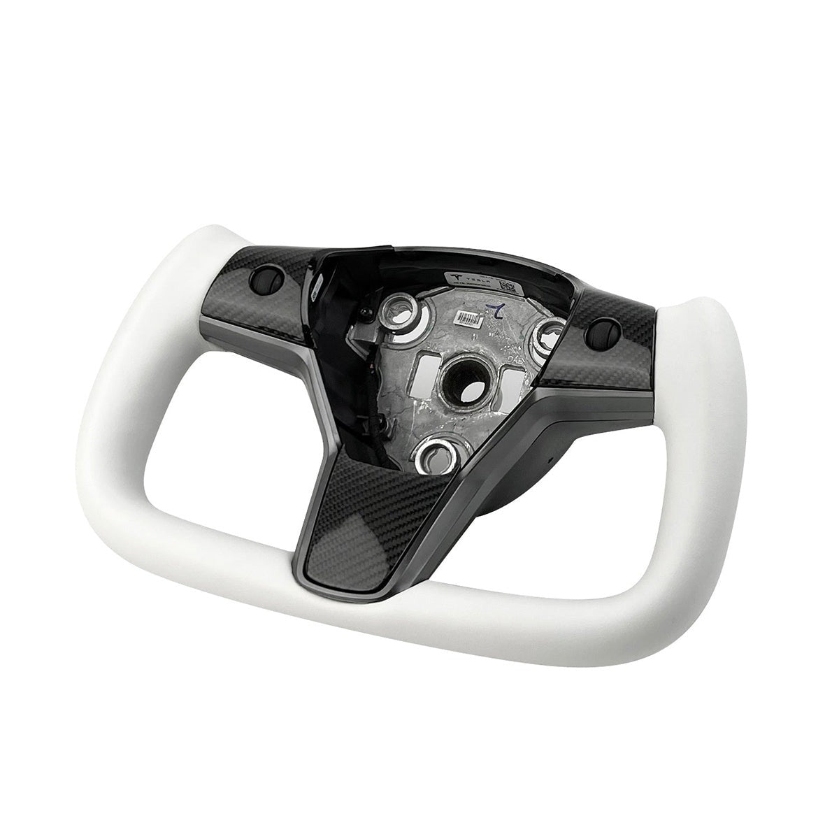 White Leather Yoke Steering Wheel for Tesla Model 3 / Y【Style 7】 Tesery Official Store