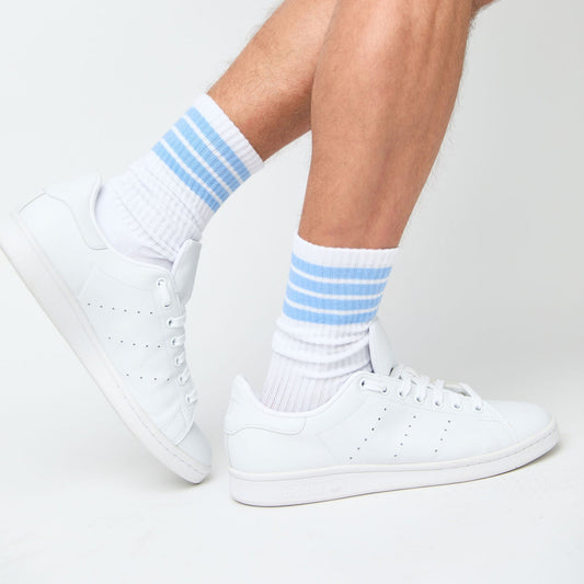 White/Powder 4 Stripe Casual Socks DeadSoxy