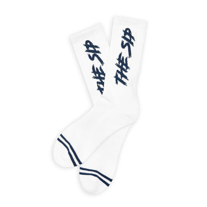 White The Sip Casual Crew Socks DeadSoxy