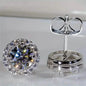 White Zirconia Round Stud Earrings