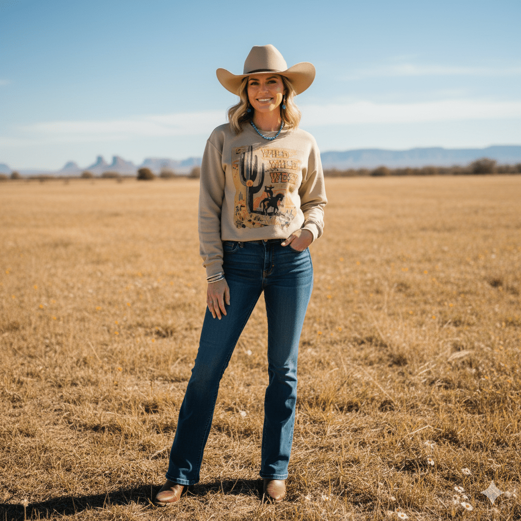 Wild West Cactus Graphic Sweatshirt Wild Junkie