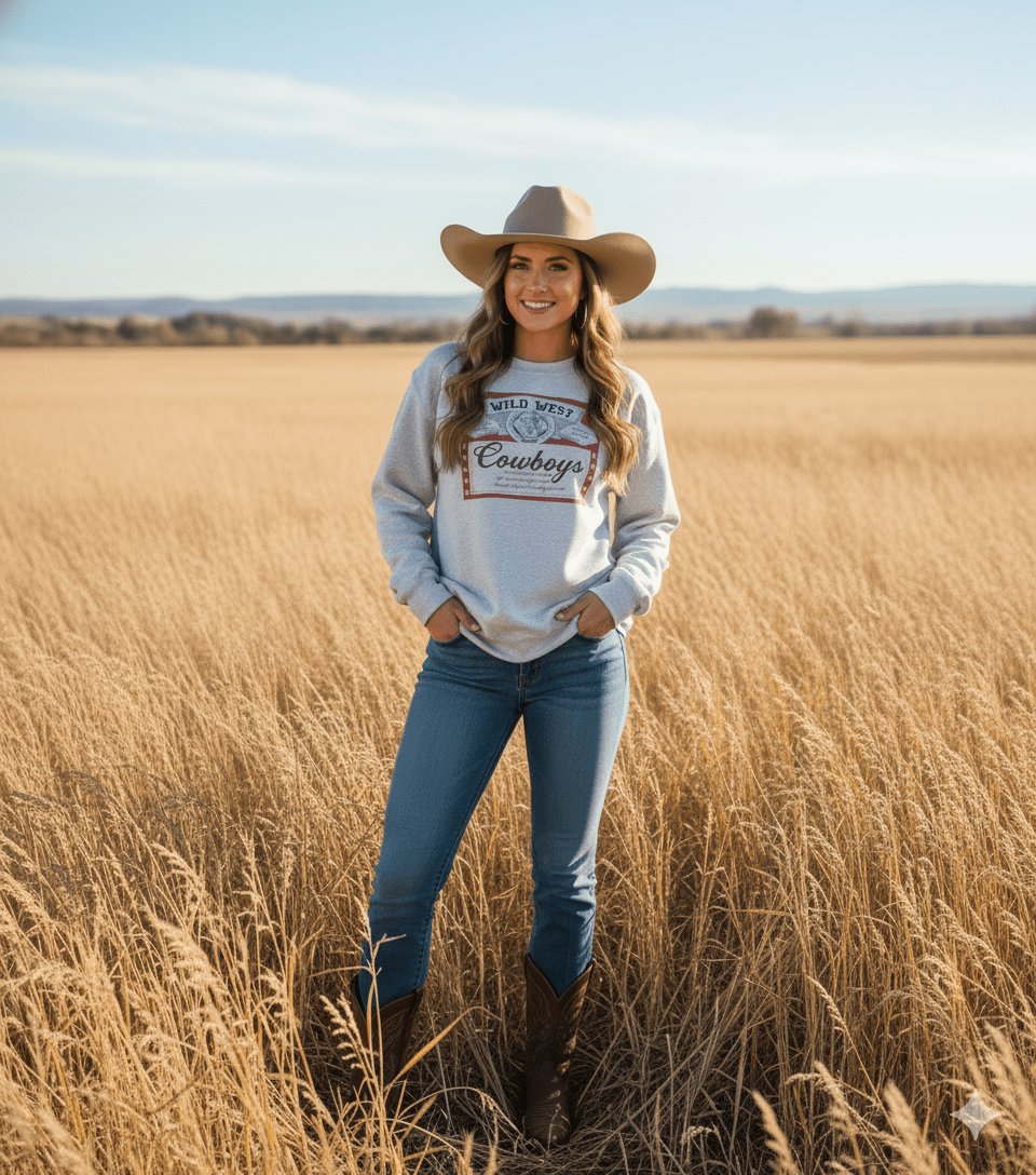 Wild West Cowboys Western Beer Logo Graphic Sweatshirt Wild Junkie