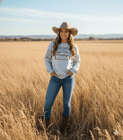 Wild West Cowboys Western Beer Logo Graphic Sweatshirt Wild Junkie