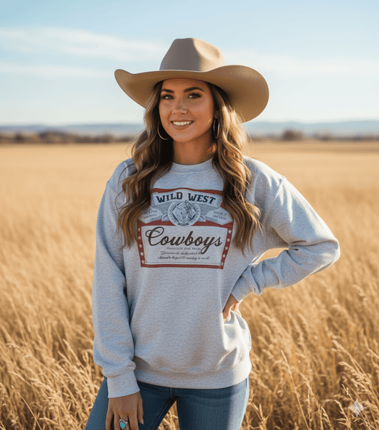 Wild West Cowboys Western Beer Logo Graphic Sweatshirt Wild Junkie
