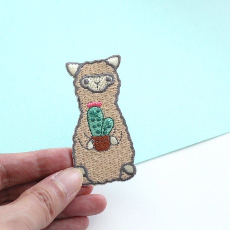 Wild Whimsy Alpaca Cactus Iron-on Patch Purely Alpaca