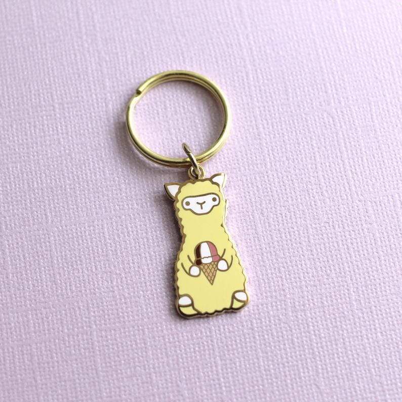 Wild Whimsy Alpaca Ice Cream Keychain Purely Alpaca