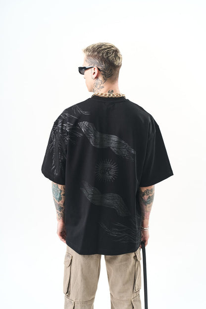 Men's Oversize Graphic T-Shirt - Wings and Sun Streetwear Tee Withinblack