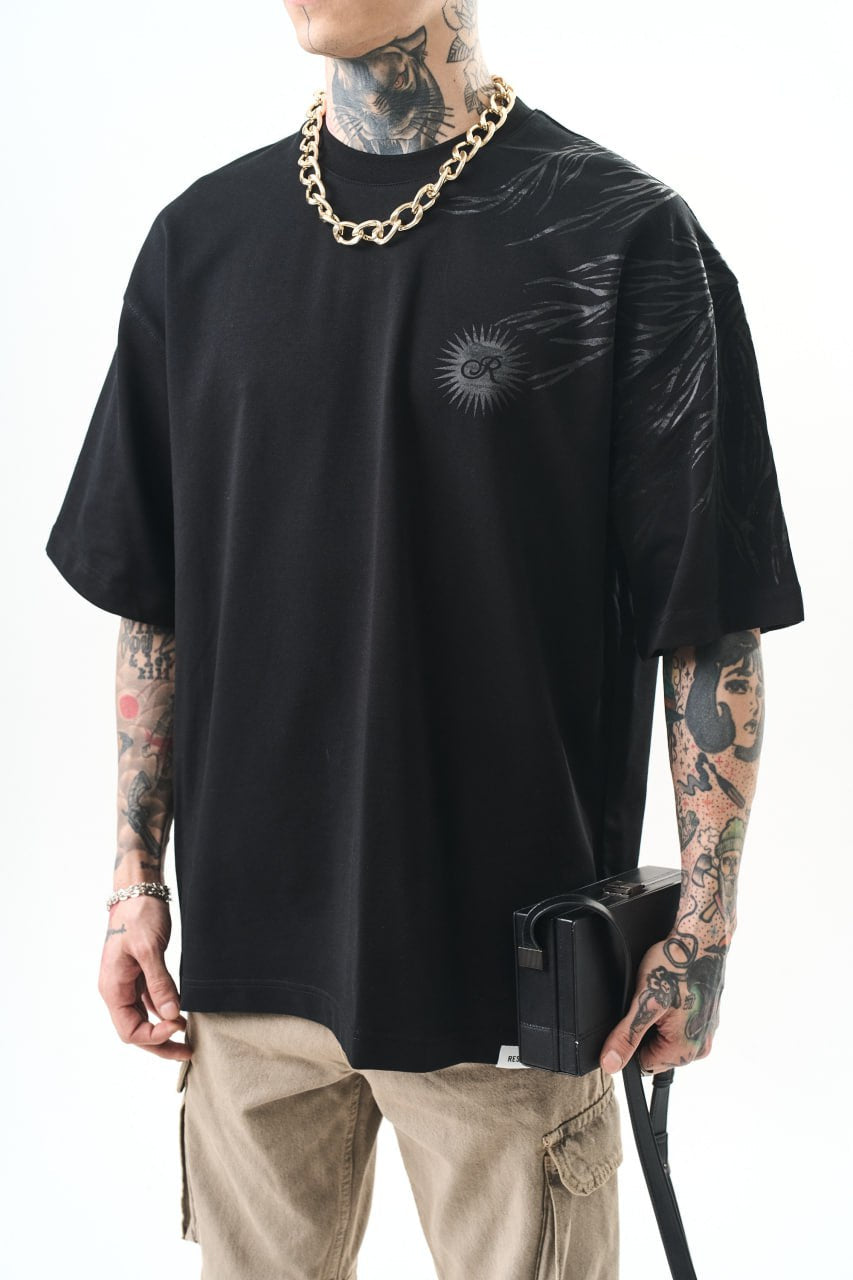 Men's Oversize Graphic T-Shirt - Wings and Sun Streetwear Tee Withinblack