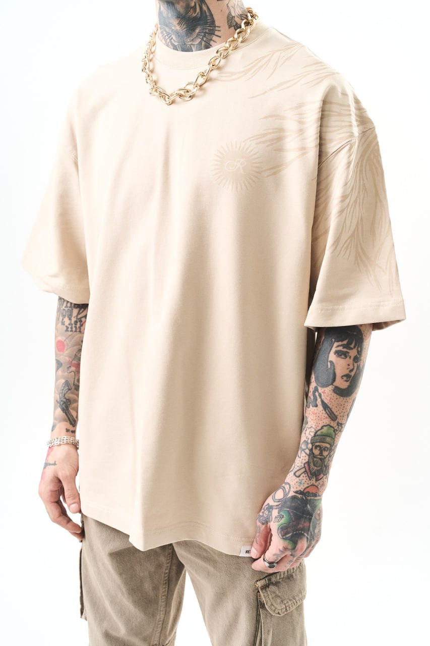 Men's Oversize Graphic T-Shirt - Wings and Sun Streetwear Tee Withinblack
