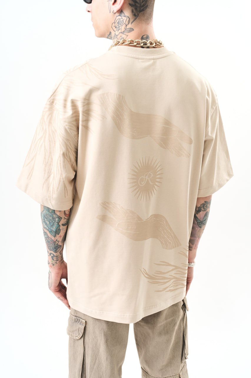 Men's Oversize Graphic T-Shirt - Wings and Sun Streetwear Tee Withinblack