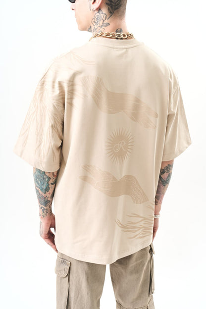 Men's Oversize Graphic T-Shirt - Wings and Sun Streetwear Tee Withinblack
