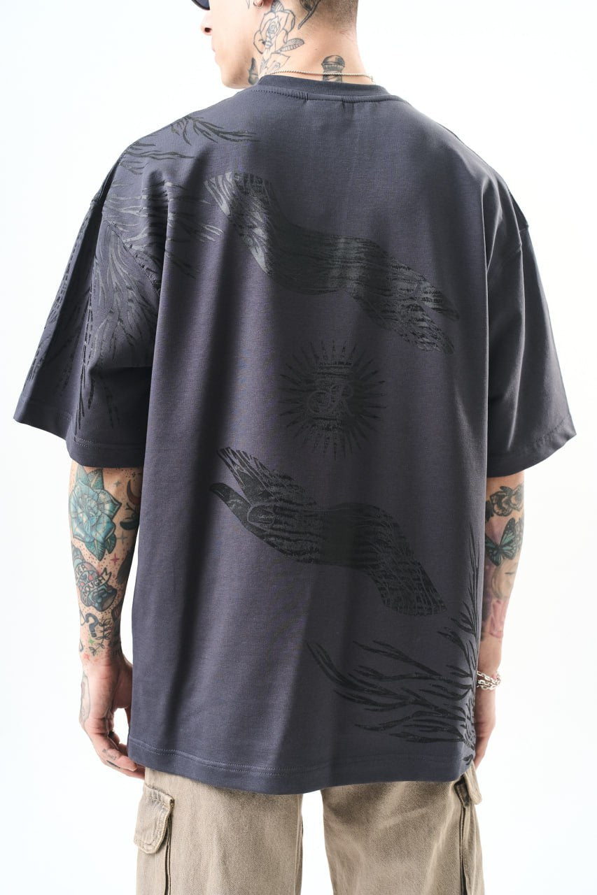 Men's Oversize Graphic T-Shirt - Wings and Sun Streetwear Tee Withinblack