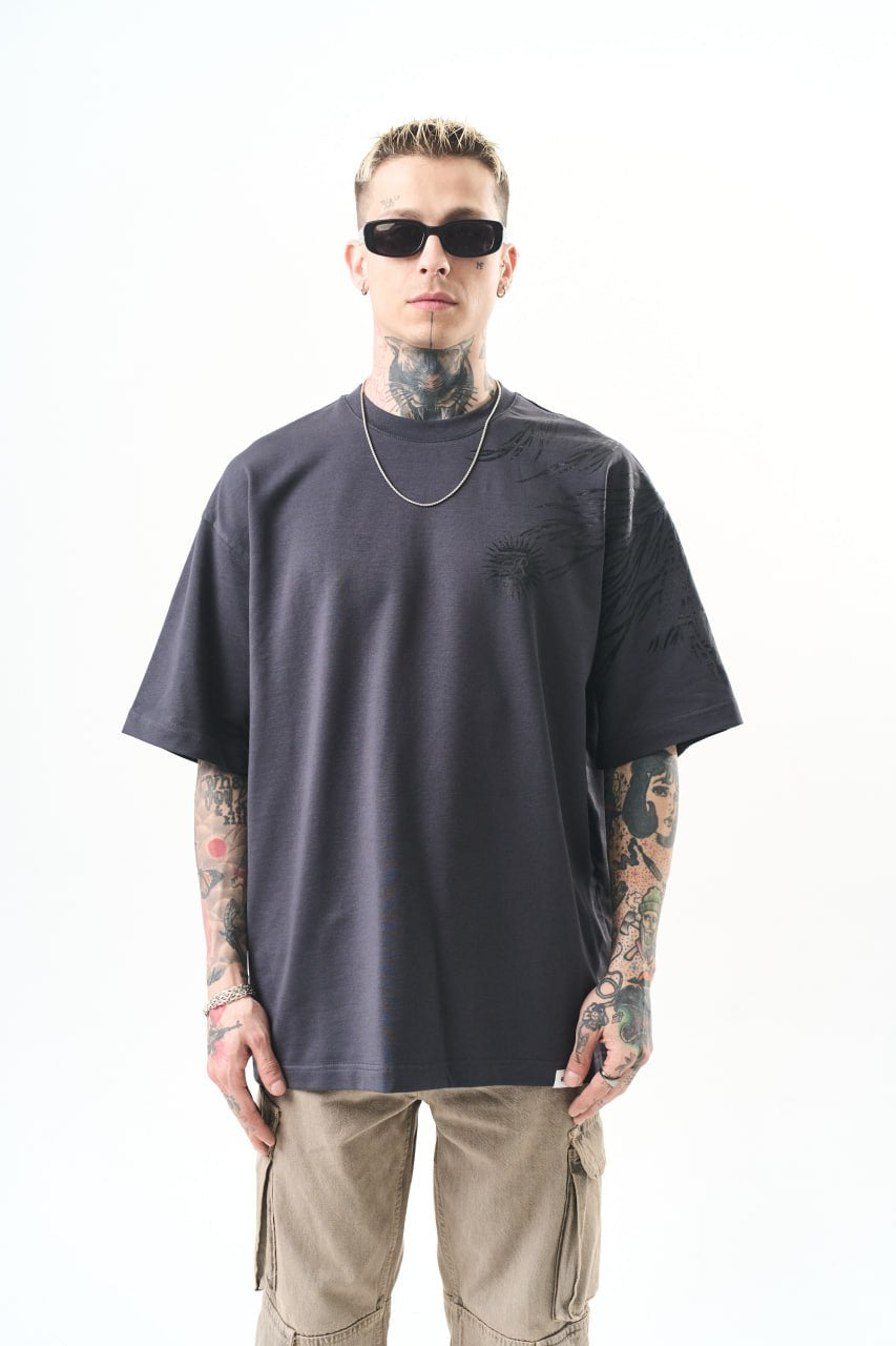 Men's Oversize Graphic T-Shirt - Wings and Sun Streetwear Tee Withinblack