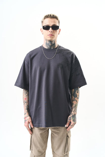 Men's Oversize Graphic T-Shirt - Wings and Sun Streetwear Tee Withinblack
