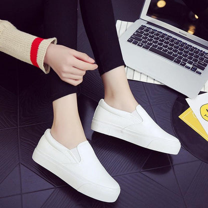 Women Leather Espadrilles Spring Trend Casual Flats Sneakers New Fashion Comfort Slip-on Platform Vulcanized Shoes Women Casual Fashionable Sports Espadrilles Stevvex