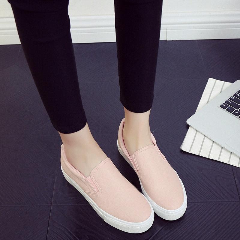 Women Leather Espadrilles Spring Trend Casual Flats Sneakers New Fashion Comfort Slip-on Platform Vulcanized Shoes Women Casual Fashionable Sports Espadrilles Stevvex