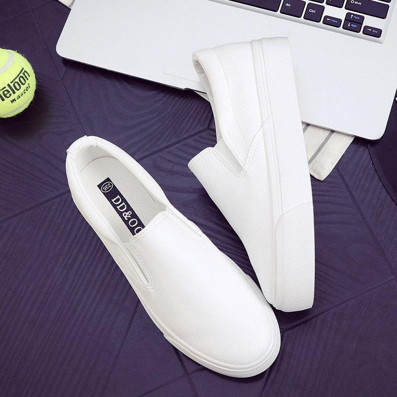 Women Leather Espadrilles Spring Trend Casual Flats Sneakers New Fashion Comfort Slip-on Platform Vulcanized Shoes Women Casual Fashionable Sports Espadrilles Stevvex