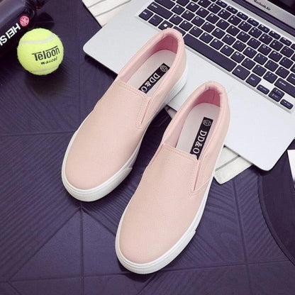 Women Leather Espadrilles Spring Trend Casual Flats Sneakers New Fashion Comfort Slip-on Platform Vulcanized Shoes Women Casual Fashionable Sports Espadrilles Stevvex