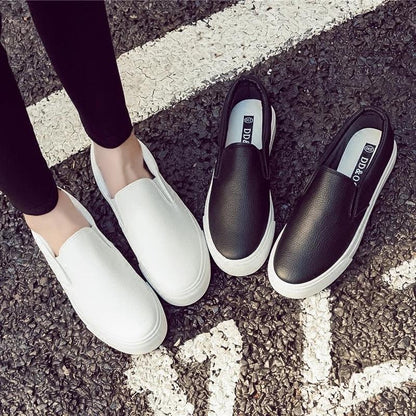 Women Leather Espadrilles Spring Trend Casual Flats Sneakers New Fashion Comfort Slip-on Platform Vulcanized Shoes Women Casual Fashionable Sports Espadrilles Stevvex