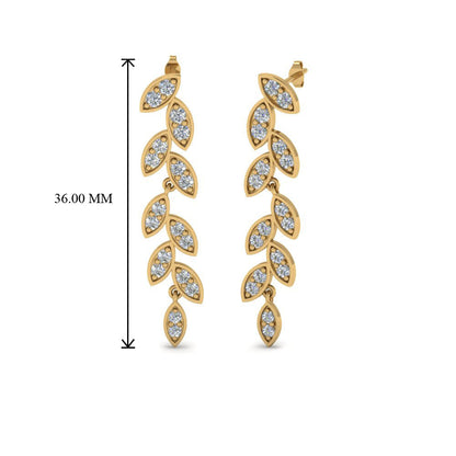 Pave Diamond Leaf Drop Earring Fascinating Diamonds