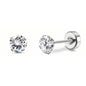 Women's Cubic Zirconia Surgical Stainless Steel Flat Back Earrings