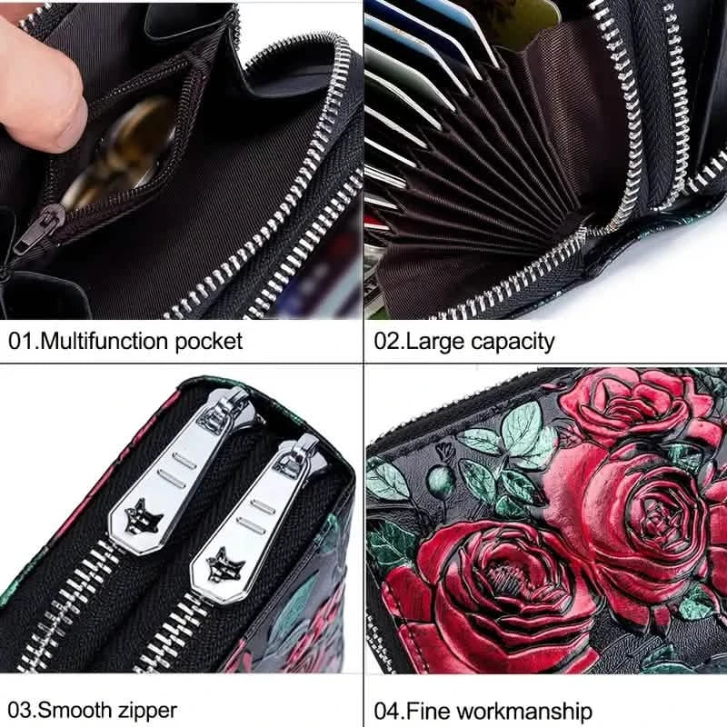Women's Floral Faux Leather Double Zipper Card Holder and Coin Purse DailySale