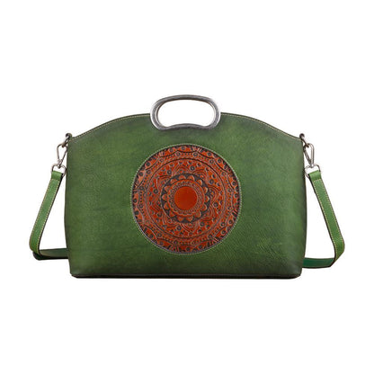 Rustic Mandala Leather Tote Bag Country in My Heart