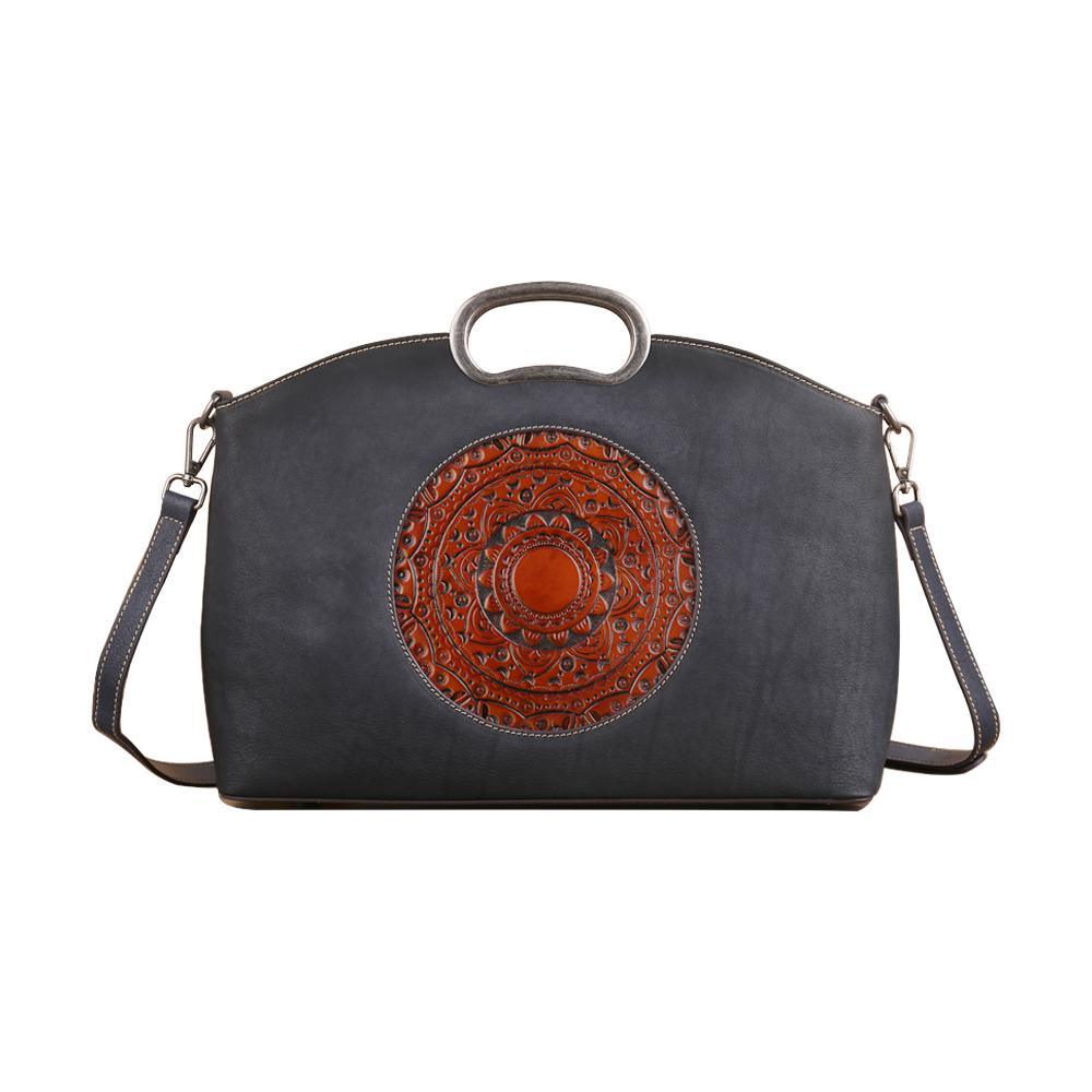Rustic Mandala Leather Tote Bag Country in My Heart