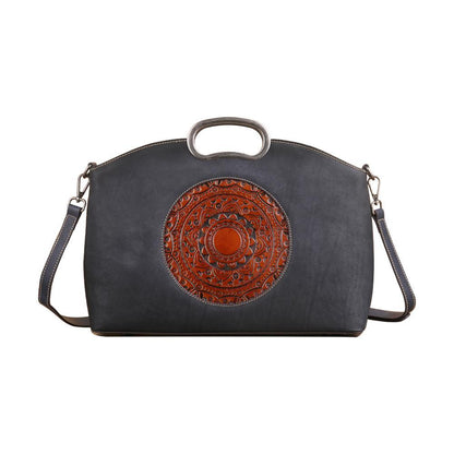 Rustic Mandala Leather Tote Bag Country in My Heart