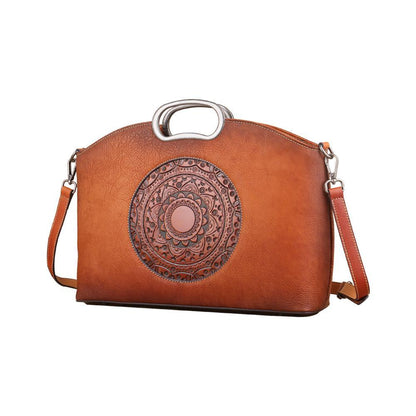 Rustic Mandala Leather Tote Bag Country in My Heart