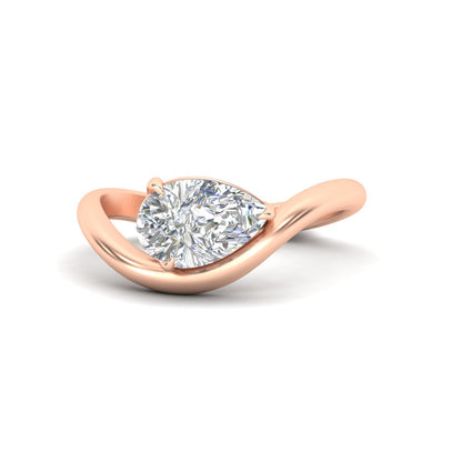 Curve Wave Pear Shaped Solitaire Diamond Ring Fascinating Diamonds