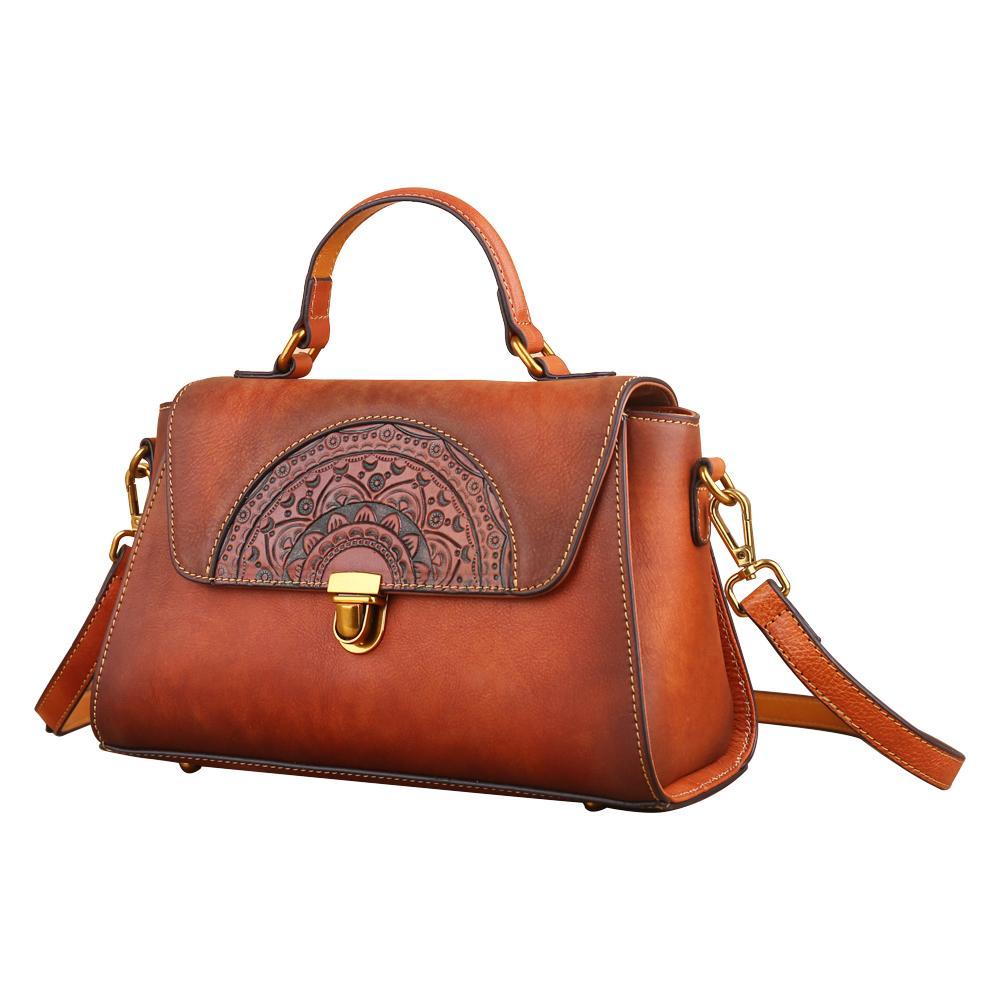 Rustic Elegance Vintage Leather Handbag Country in My Heart