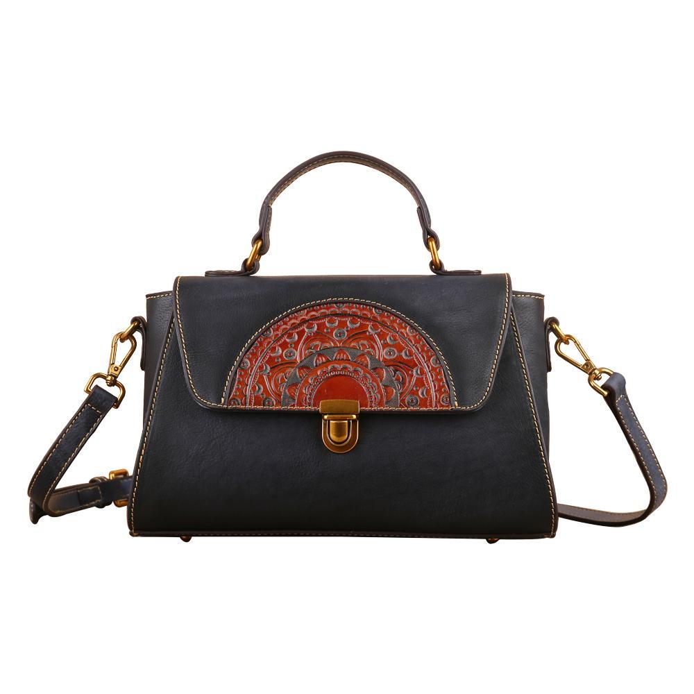 Rustic Elegance Vintage Leather Handbag Country in My Heart