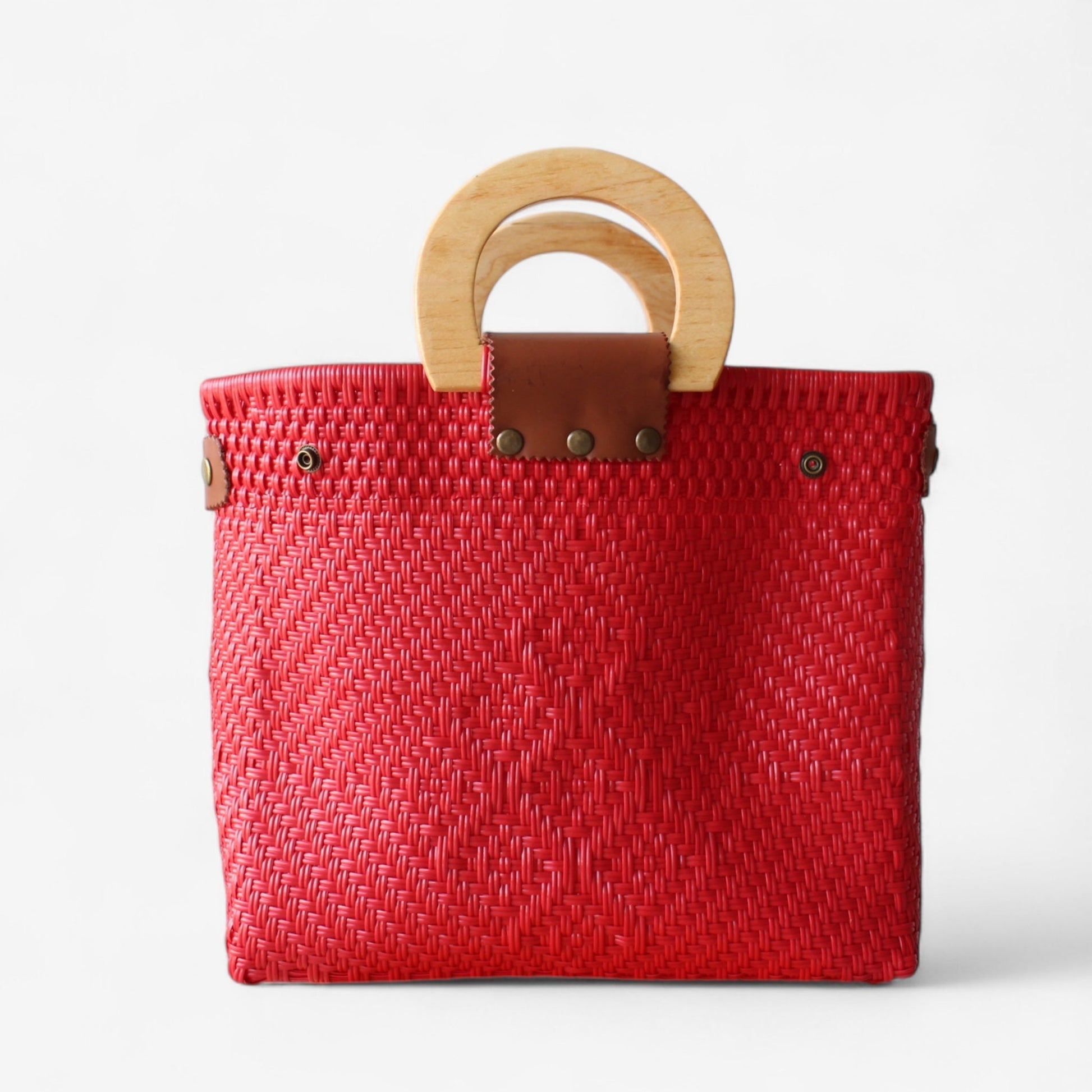Red Mexican Tote Wood Handles MexiMexi