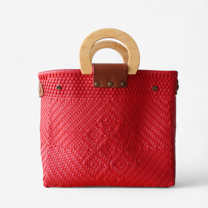 Red Mexican Tote Wood Handles MexiMexi