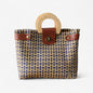 Mocha & Blue Tote Wood Handles MexiMexi