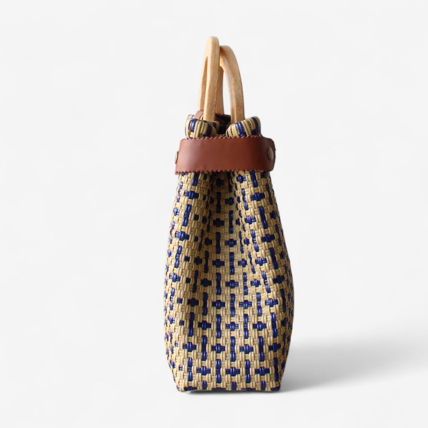 Mocha & Blue Tote Wood Handles MexiMexi