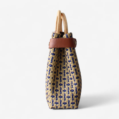 Mocha & Blue Tote Wood Handles MexiMexi