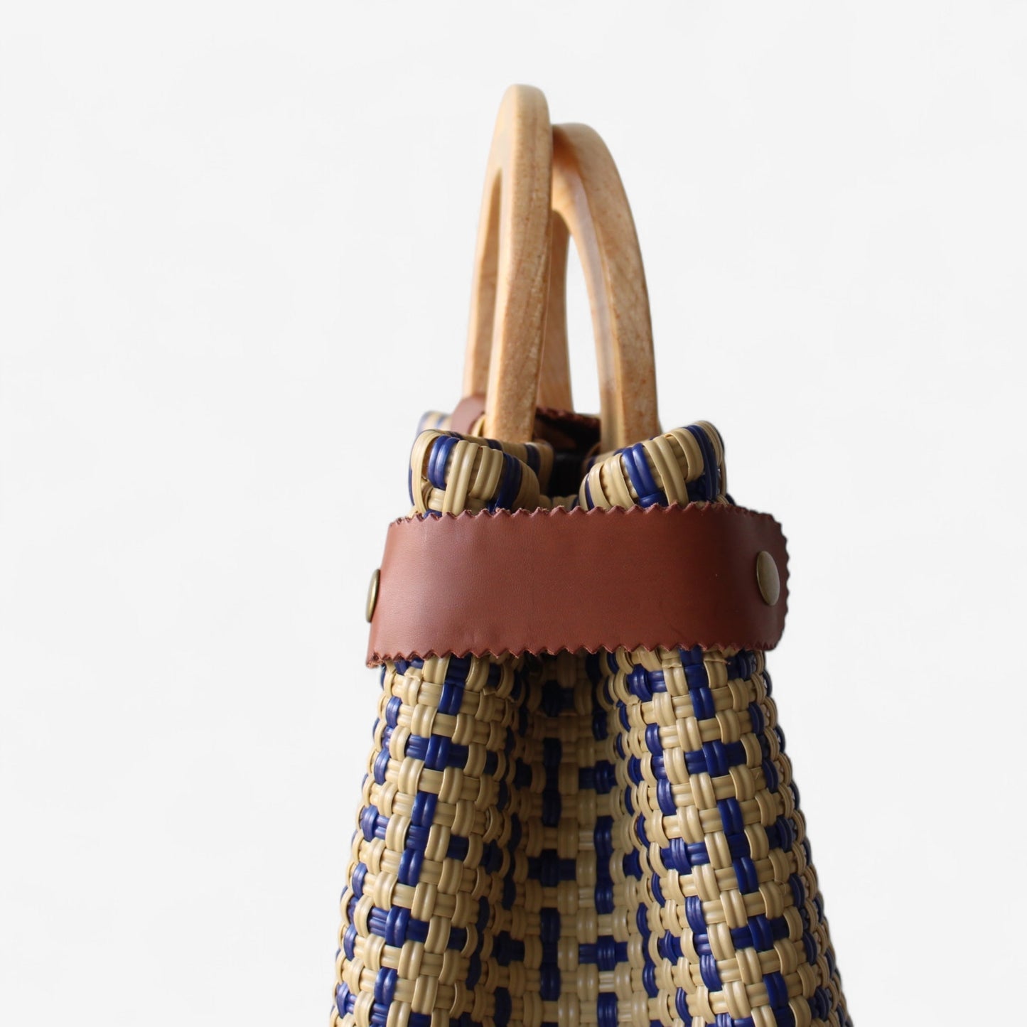 Mocha & Blue Tote Wood Handles MexiMexi