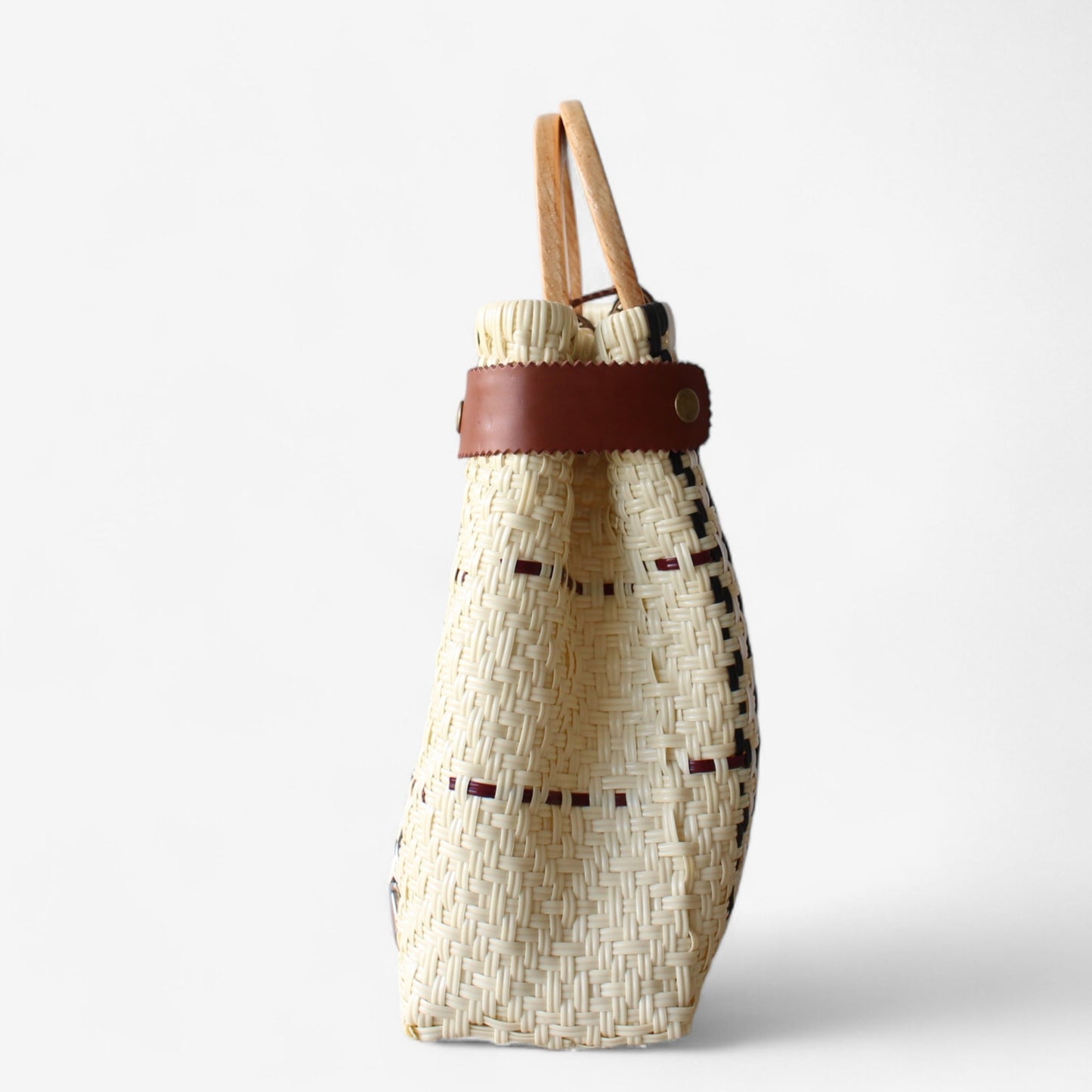 Beige, Black & Red Tote Wood Handles MexiMexi