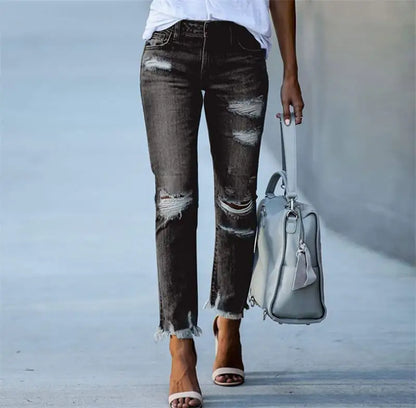 Plus Size Women's Ripped Jeans Trousers