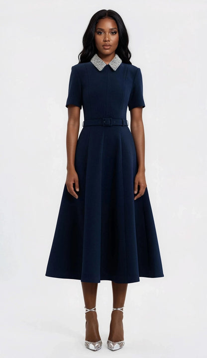 Xena S/S Midi – Navy Blue XO, Tina